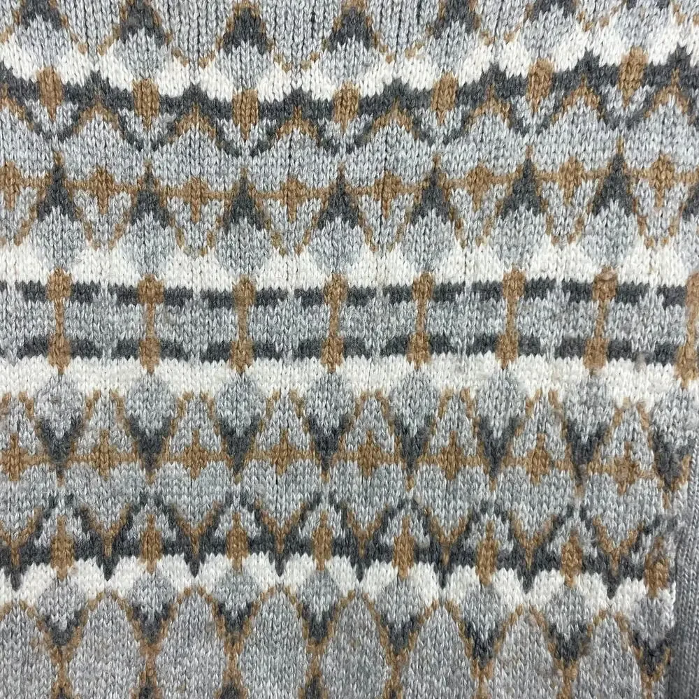 J. Crew Factory Merino Wool Blend Fair Isle Sweater Size S Gray Knit Style E3403